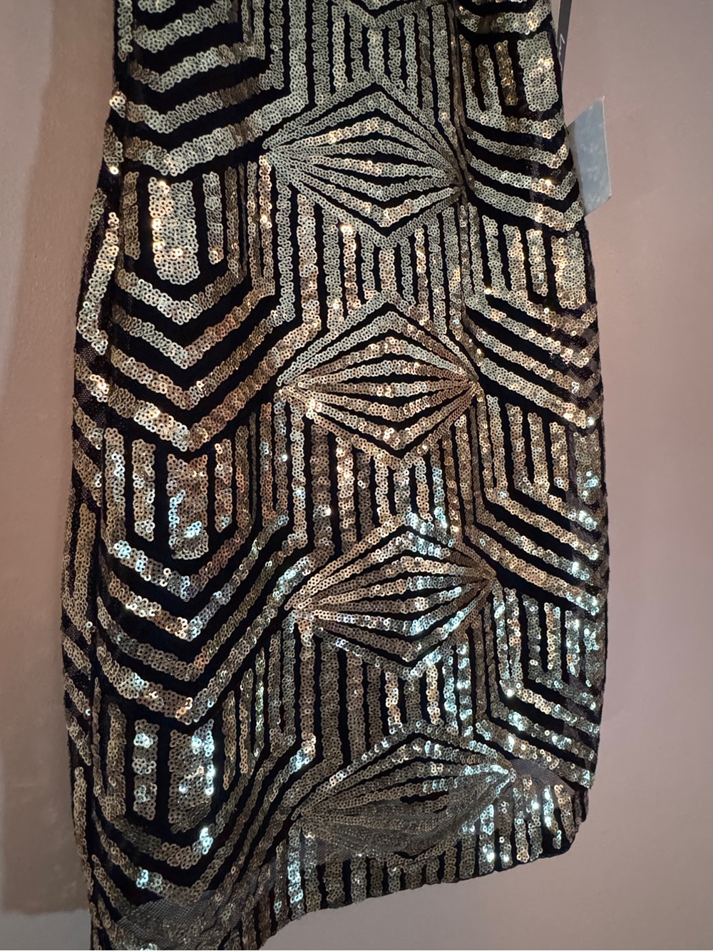 Lulu's Gold and Black Sequin Geometric Mini Dress - Picture 2 of 11